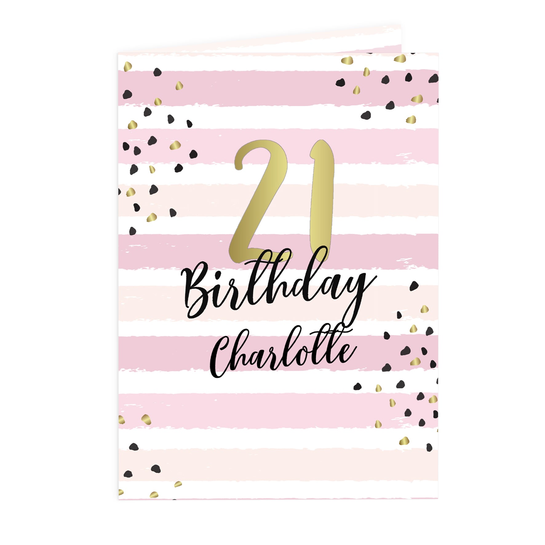 Personalised Gold and Pink Stripe Birthday Card - MK&JD Gifts