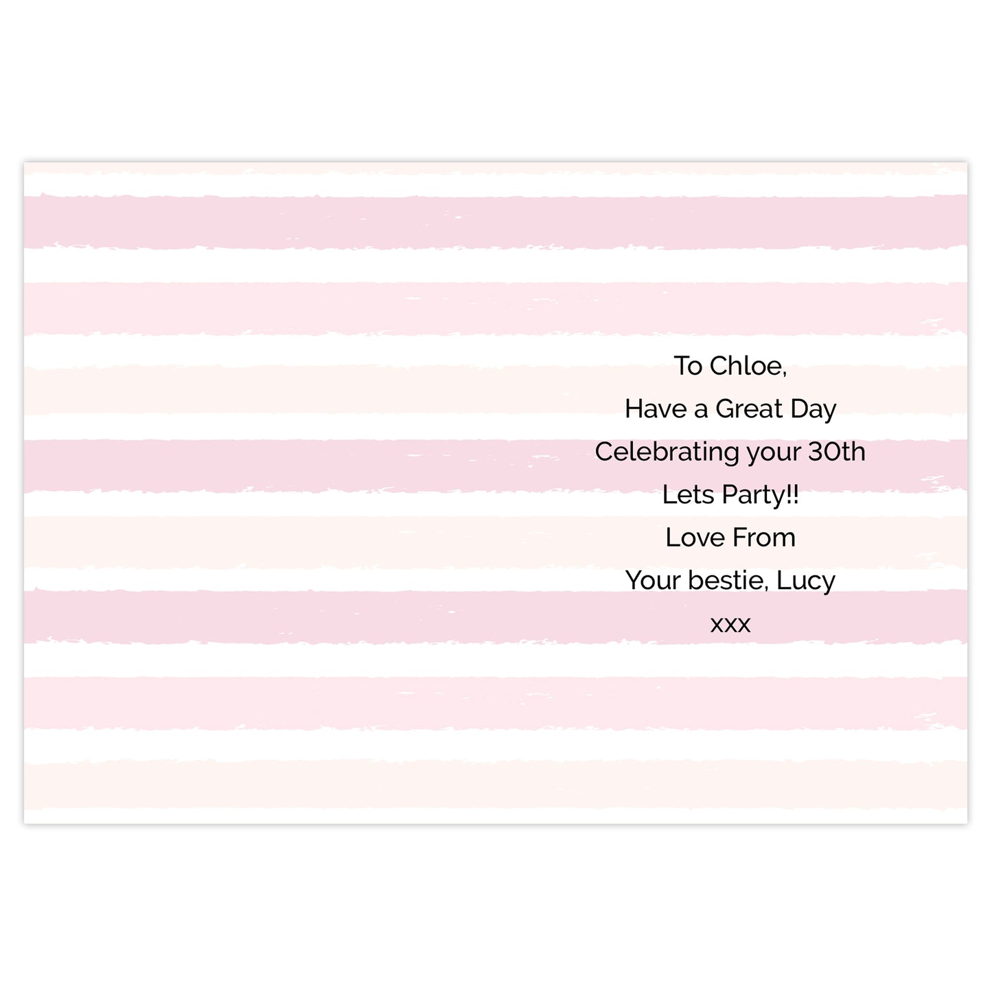 Personalised Gold and Pink Stripe Birthday Card - MK&JD Gifts