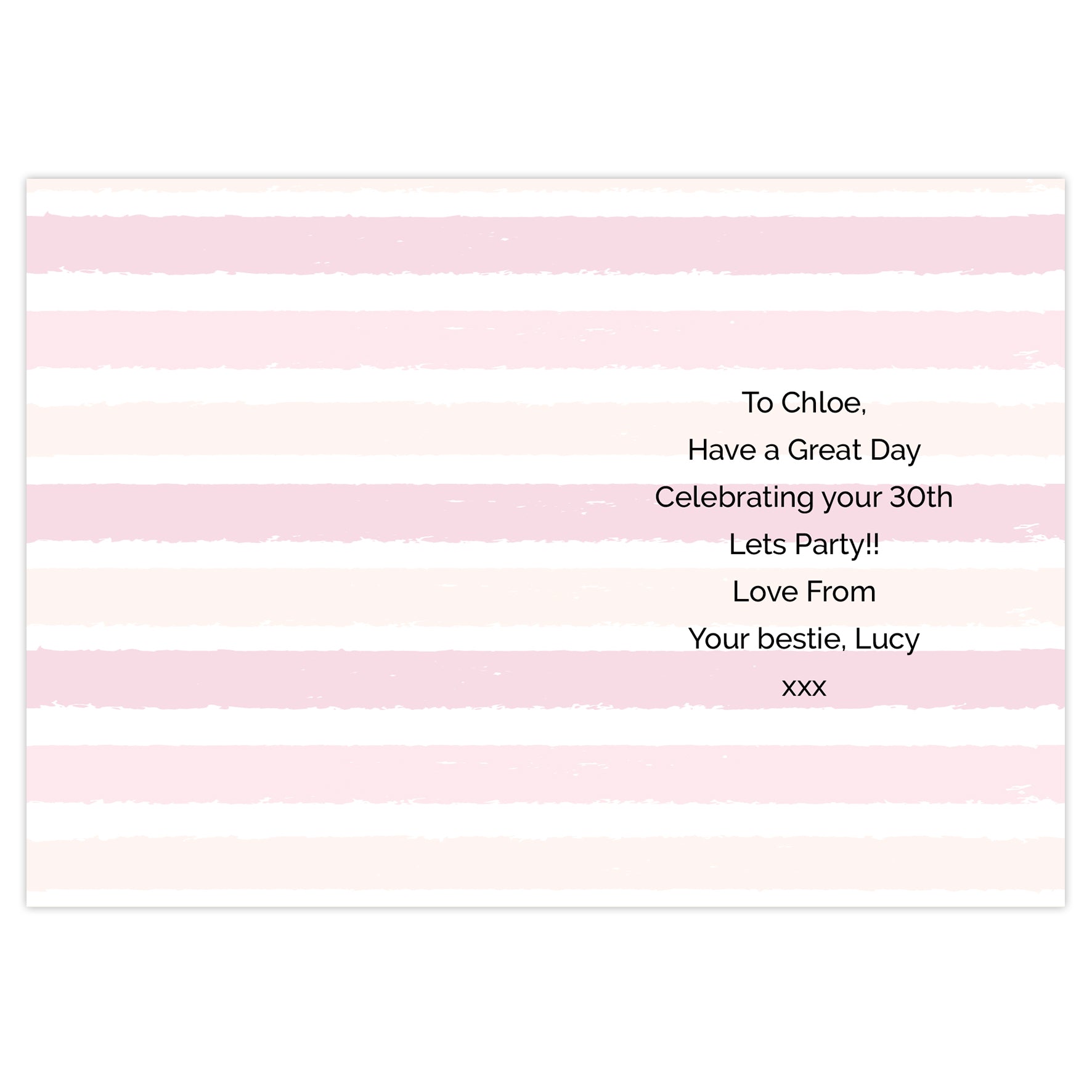 Personalised Gold and Pink Stripe Birthday Card - MK&JD Gifts
