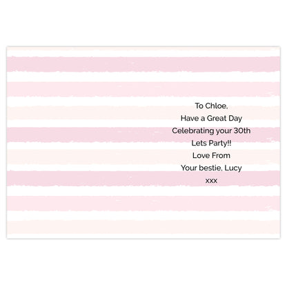 Personalised Gold and Pink Stripe Birthday Card - MK&JD Gifts