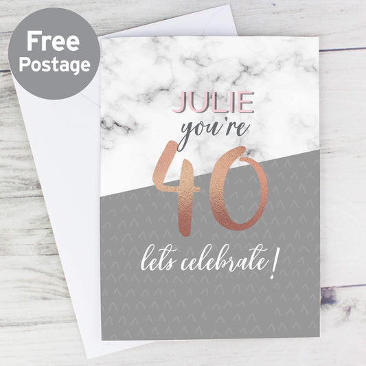 Personalised Marble and Rose Gold Birthday Card - MK&JD Gifts