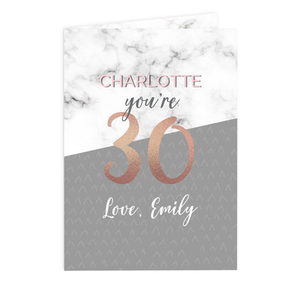Personalised Marble and Rose Gold Birthday Card - MK&JD Gifts