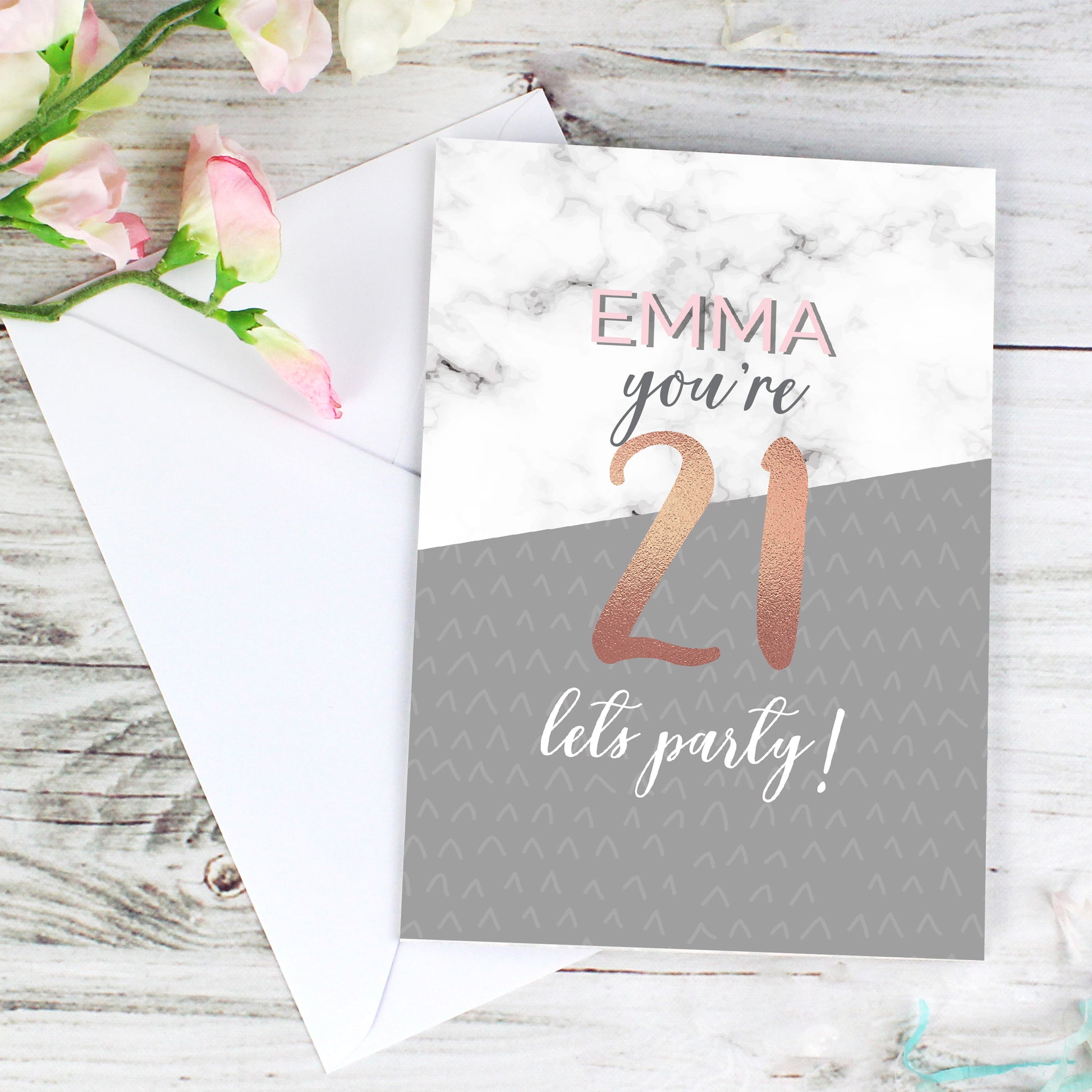 Personalised Marble and Rose Gold Birthday Card - MK&JD Gifts