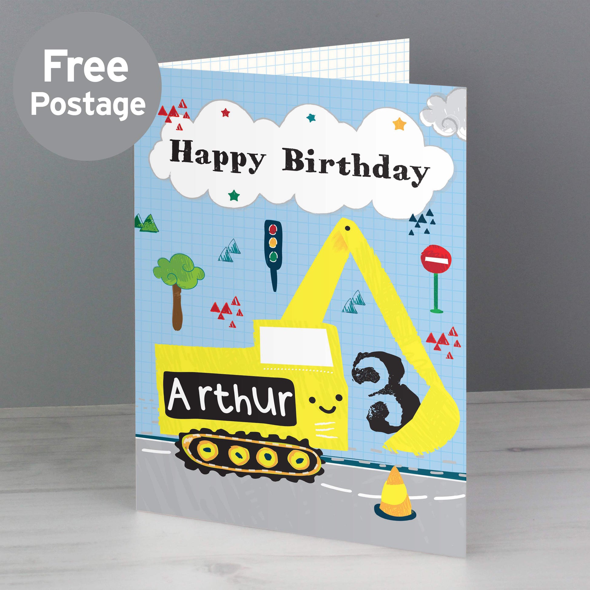 Personalised Digger Birthday Card - MK&JD Gifts