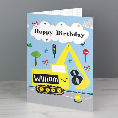 Personalised Digger Birthday Card - MK&JD Gifts