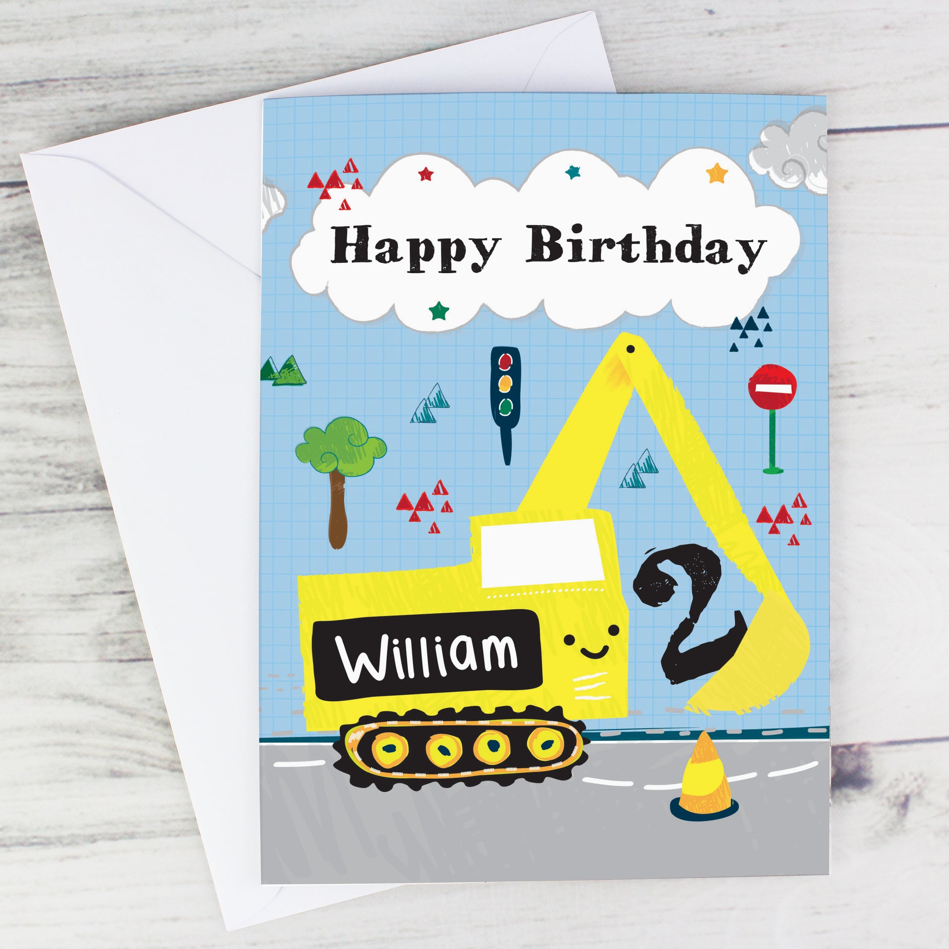 Personalised Digger Birthday Card - MK&JD Gifts