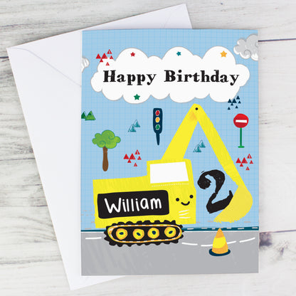 Personalised Digger Birthday Card - MK&JD Gifts