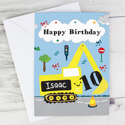 Personalised Digger Birthday Card - MK&JD Gifts