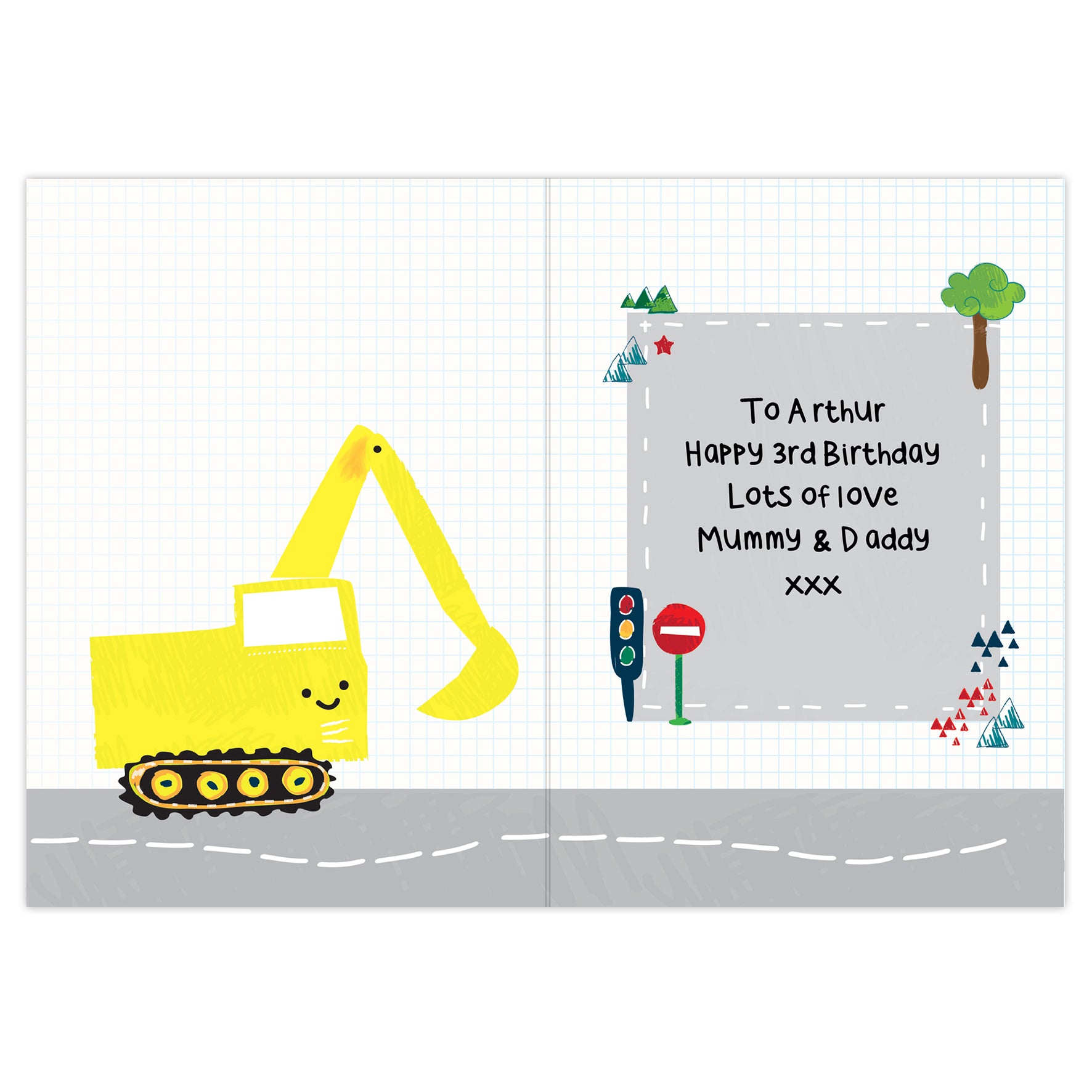 Personalised Digger Birthday Card - MK&JD Gifts