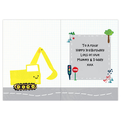 Personalised Digger Birthday Card - MK&JD Gifts
