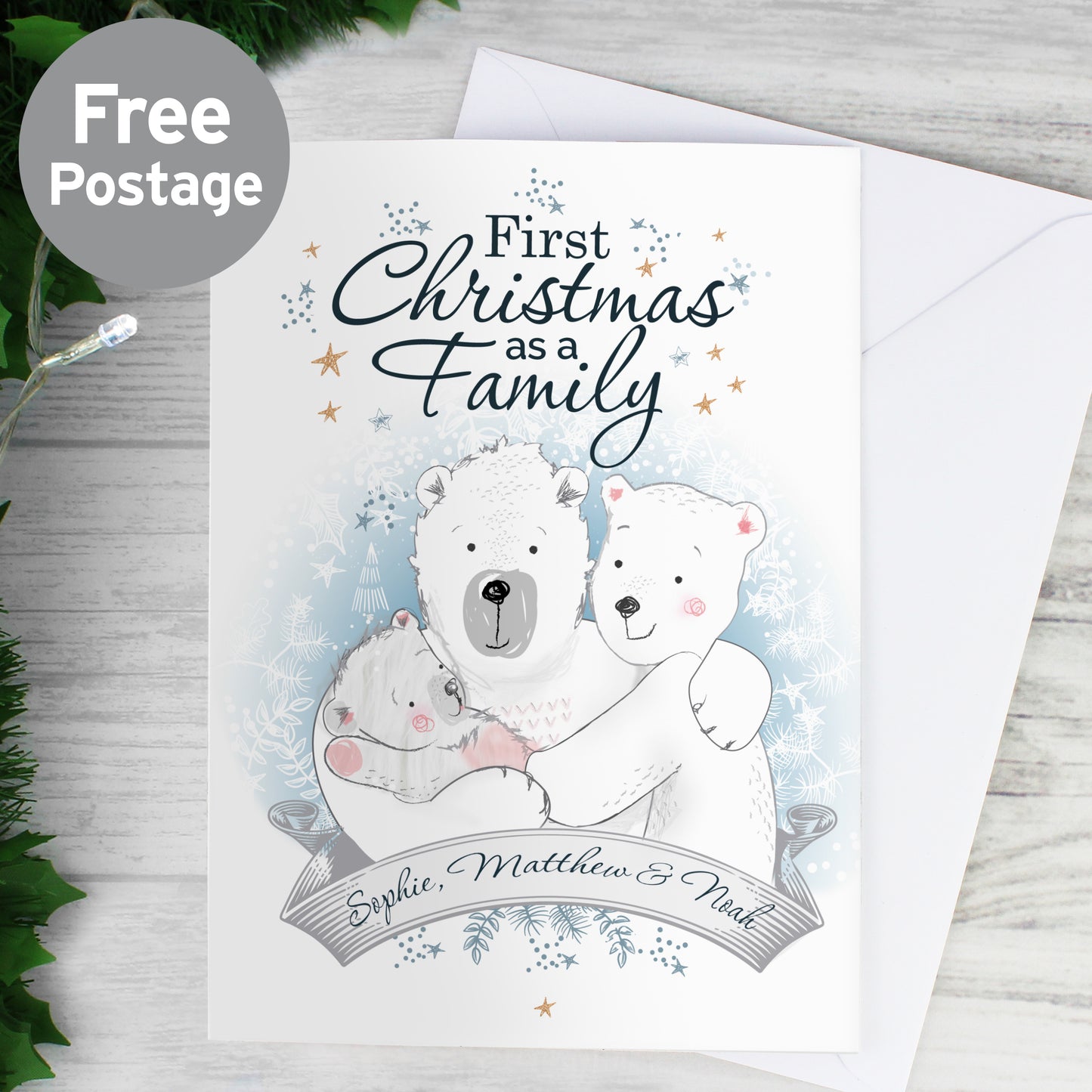 Personalised Polar Bear '1st Christmas As A Family' Card - MK&JD Gifts