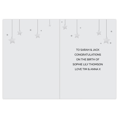 Personalised New Baby Moon & Stars Card - MK&JD Gifts