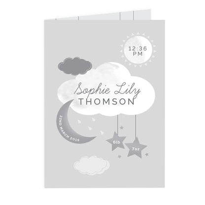 Personalised New Baby Moon & Stars Card - MK&JD Gifts