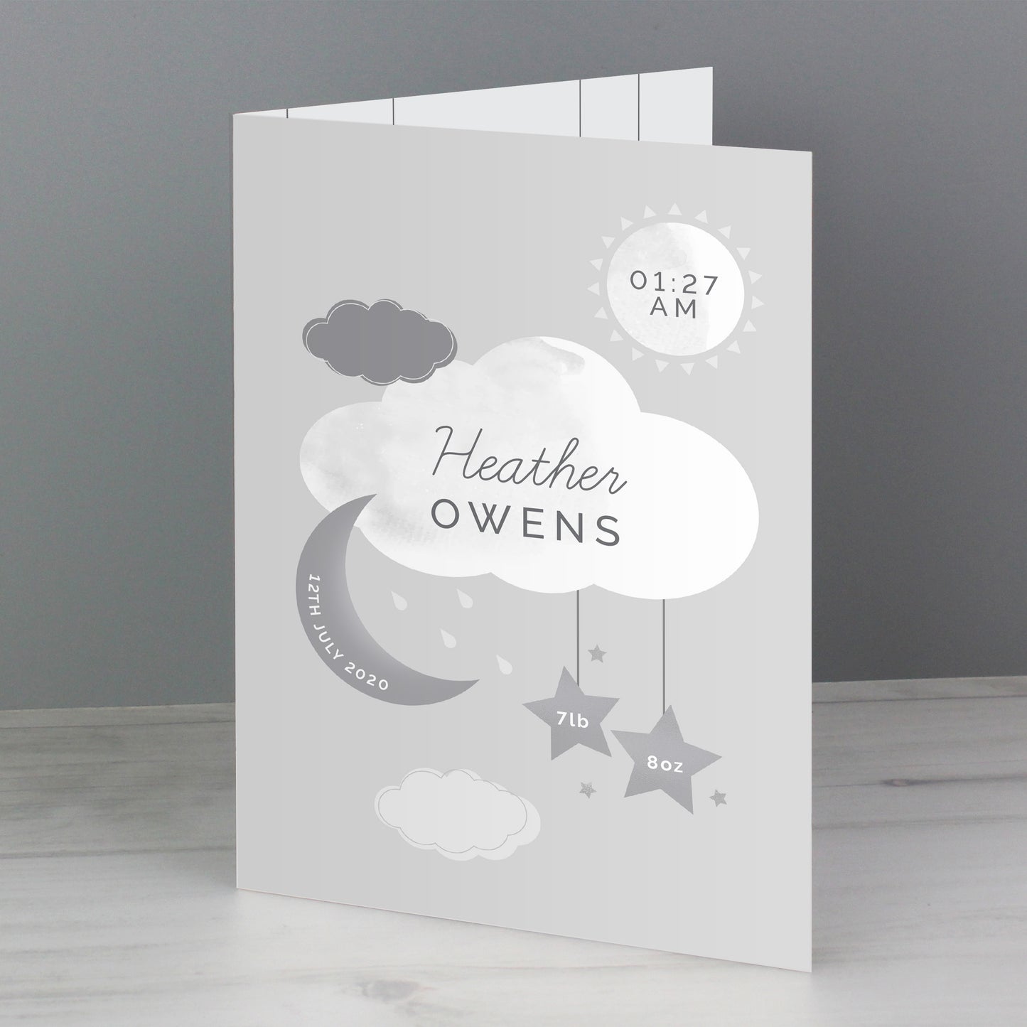 Personalised New Baby Moon & Stars Card - MK&JD Gifts