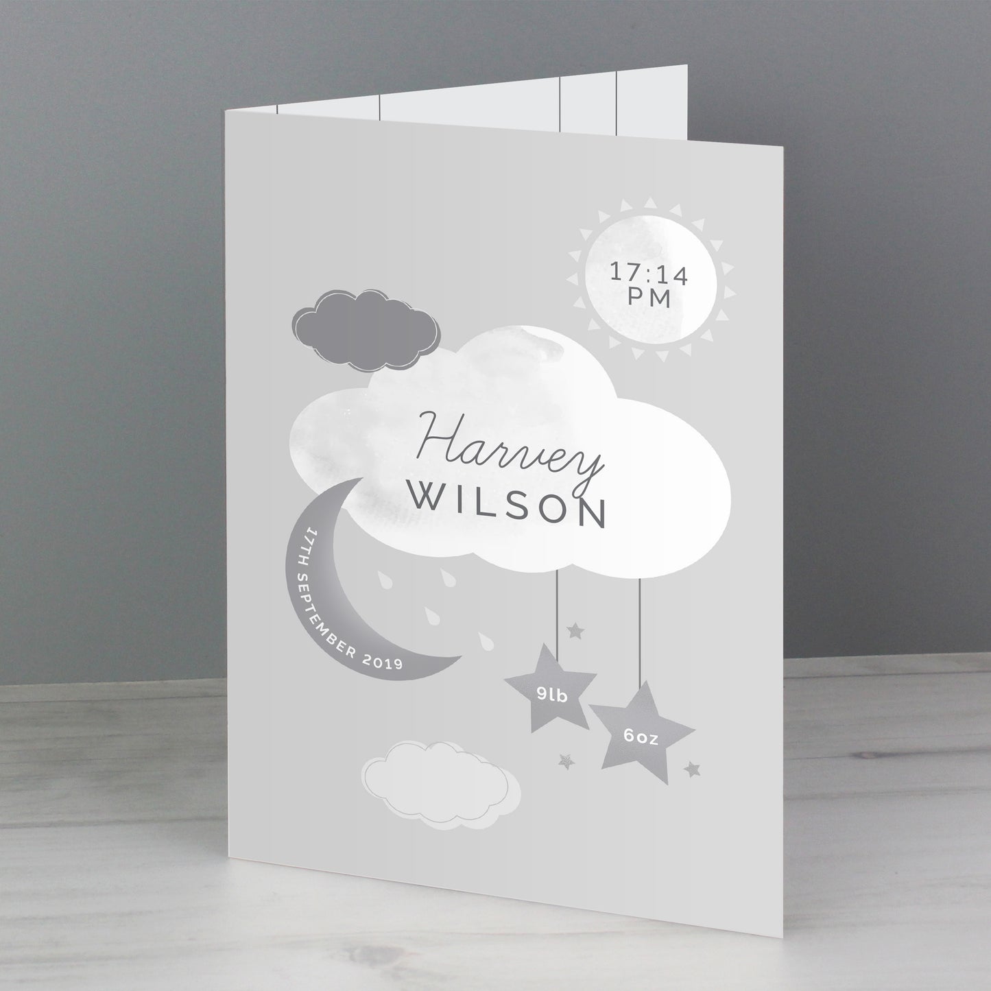 Personalised New Baby Moon & Stars Card - MK&JD Gifts