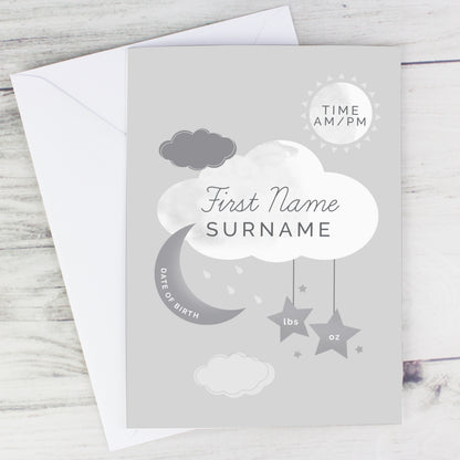 Personalised New Baby Moon & Stars Card - MK&JD Gifts
