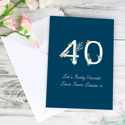 Personalised Floral Age Birthday Card - MK&JD Gifts