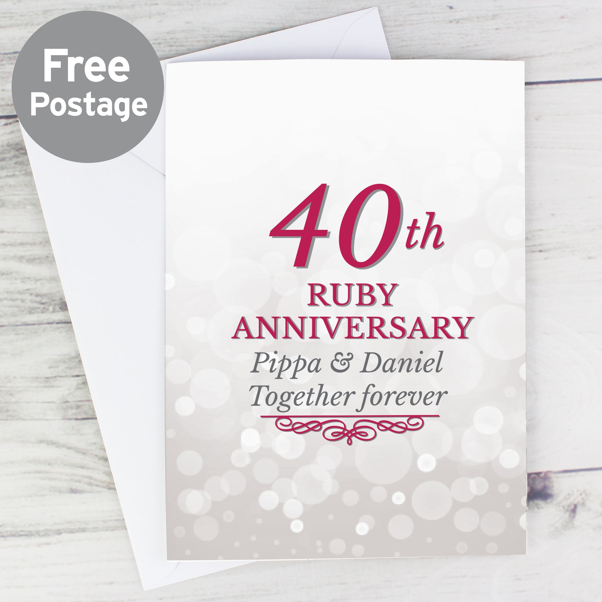 Personalised 40th Ruby Anniversary Card - MK&JD Gifts