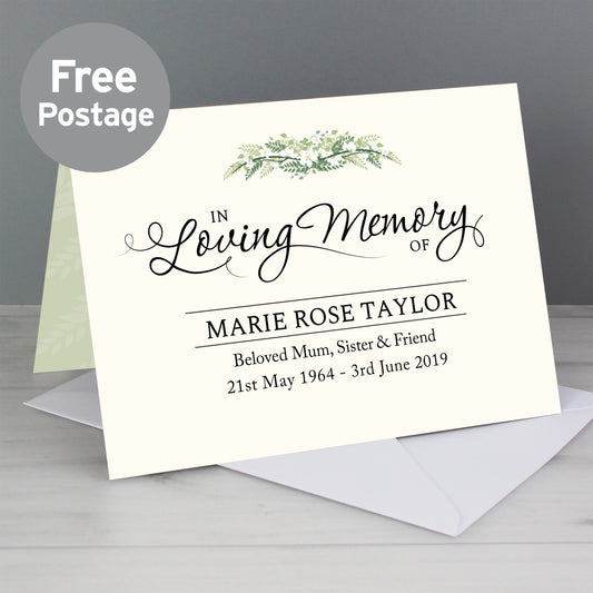 Personalised In Loving Memory Card - MK&JD Gifts