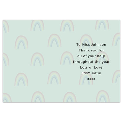 Personalised Rainbow Thank You Card - MK&JD Gifts