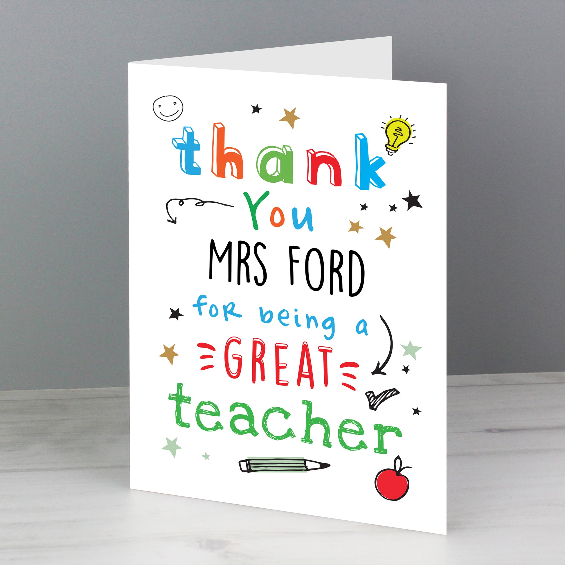 Personalised Thank You Teacher Card - MK&JD Gifts