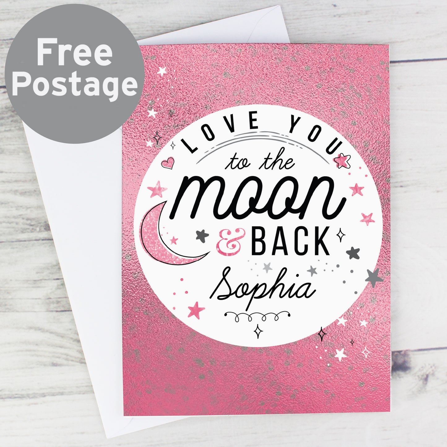 Personalised To The Moon & Back Pink Card - MK&JD Gifts