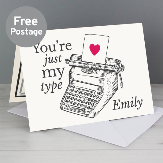 Personalised Just My Type Valentines Card - MK&JD Gifts