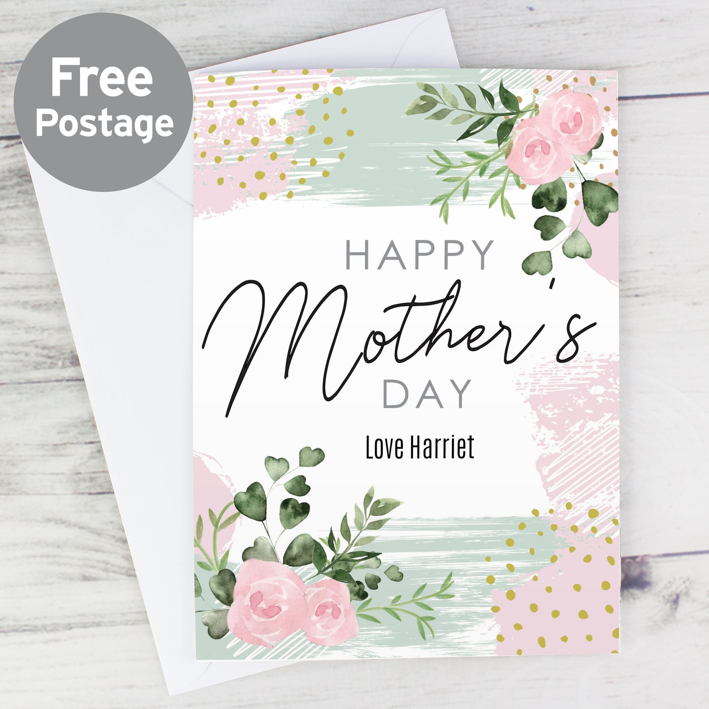 Personalised Happy Mothers Day Abstract Rose Card - MK&JD Gifts