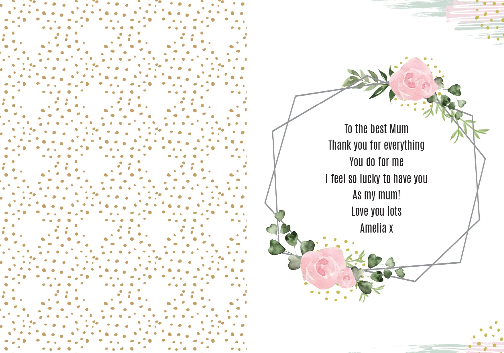Personalised Happy Mothers Day Abstract Rose Card - MK&JD Gifts