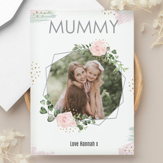 Personalised Floral Abstract Photo Upload Card - MK&JD Gifts
