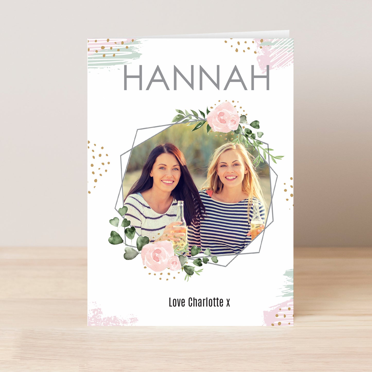 Personalised Floral Abstract Photo Upload Card - MK&JD Gifts