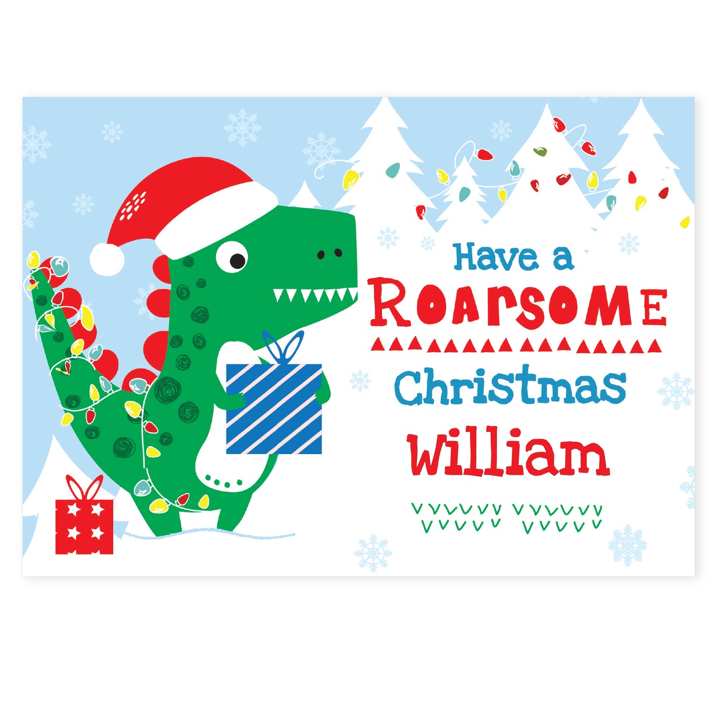 Personalised Dinosaur 'Have a Roarsome Christmas' Card - MK&JD Gifts