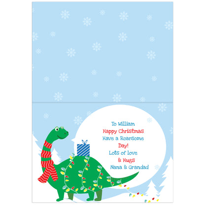 Personalised Dinosaur 'Have a Roarsome Christmas' Card - MK&JD Gifts