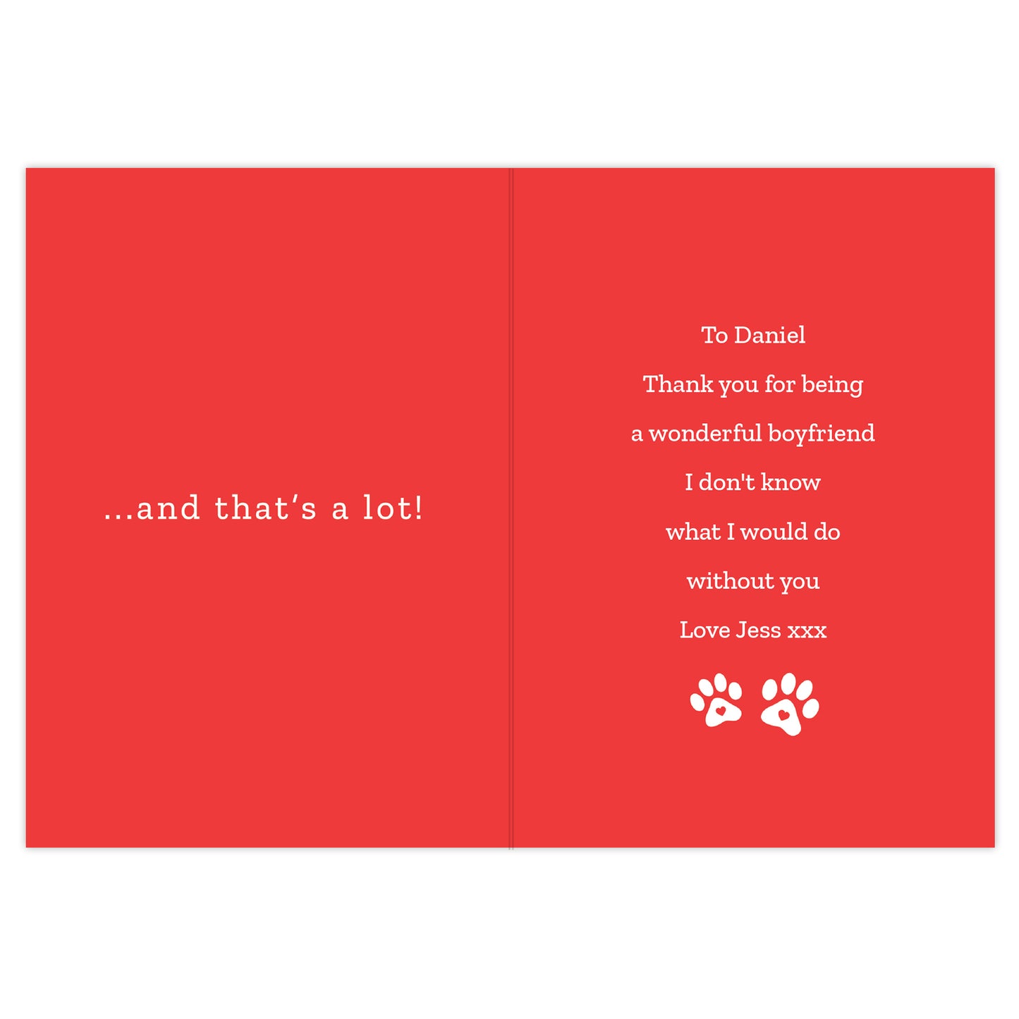 Personalised I Love You More than the Dog Card - MK&JD Gifts