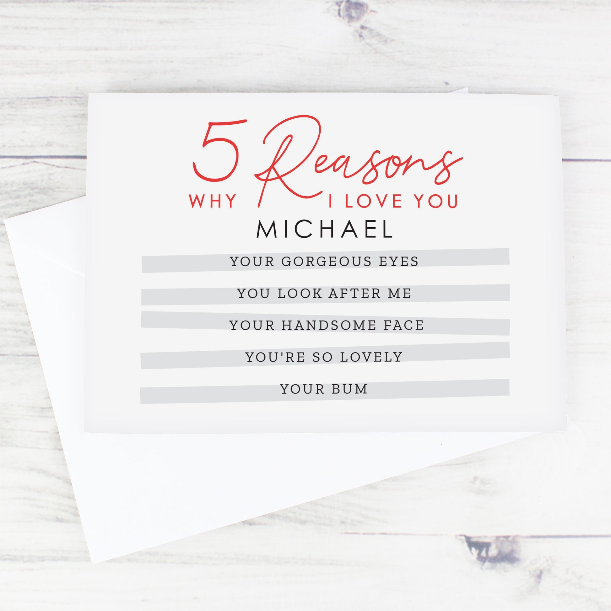 Personalised 5 Reasons Why Card - MK&JD Gifts