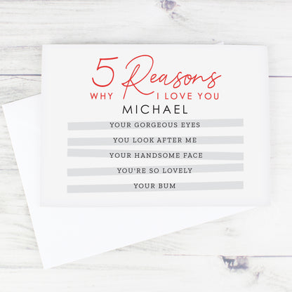 Personalised 5 Reasons Why Card - MK&JD Gifts