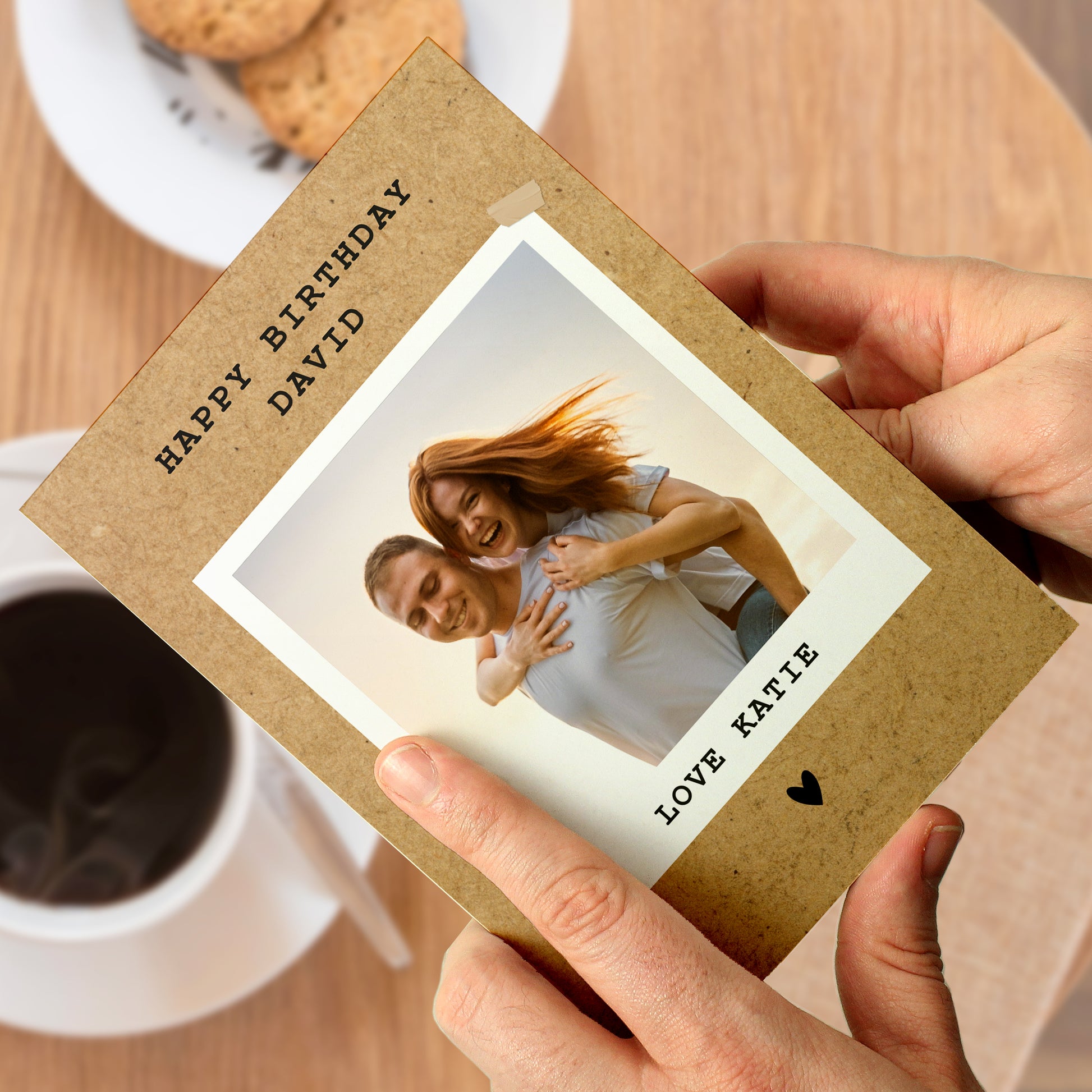 Personalised Rustic Polaroid Photo Upload Card - MK&JD Gifts