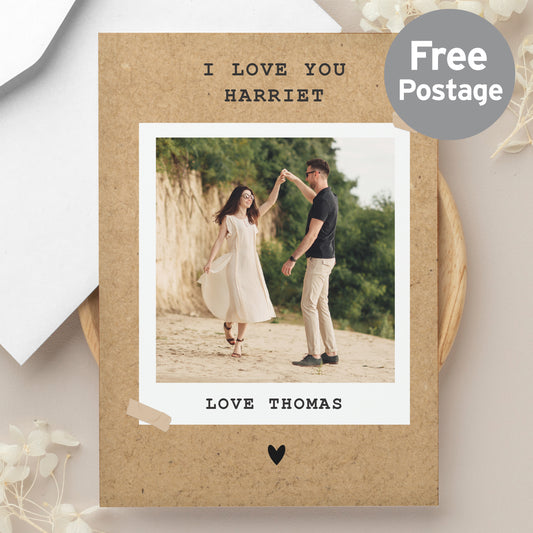 Personalised Rustic Polaroid Photo Upload Card - MK&JD Gifts