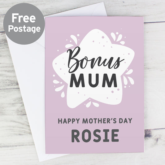 Personalised To My Bonus Mum Card - MK&JD Gifts