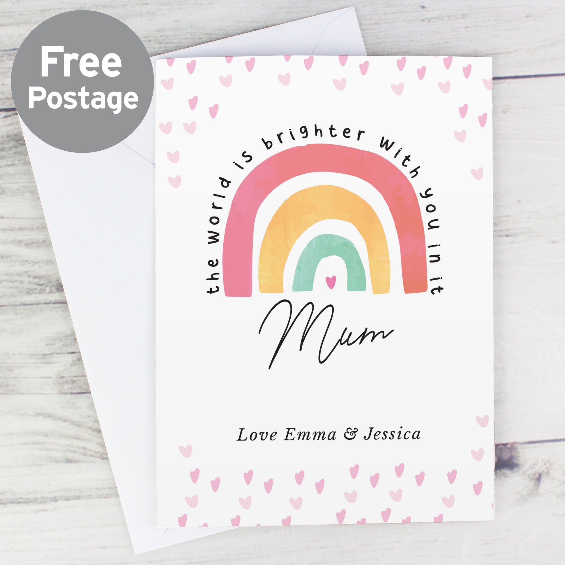 Personalised You Make The World Brighter Rainbow Card - MK&JD Gifts