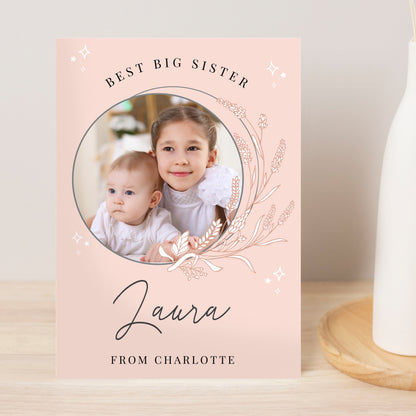 Personalised Pink Wreath Photo Upload Greeting Card - MK&JD Gifts