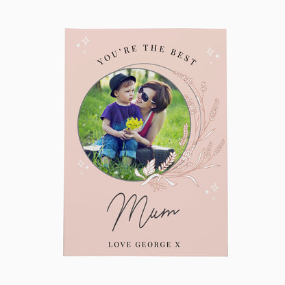 Personalised Pink Wreath Photo Upload Greeting Card - MK&JD Gifts