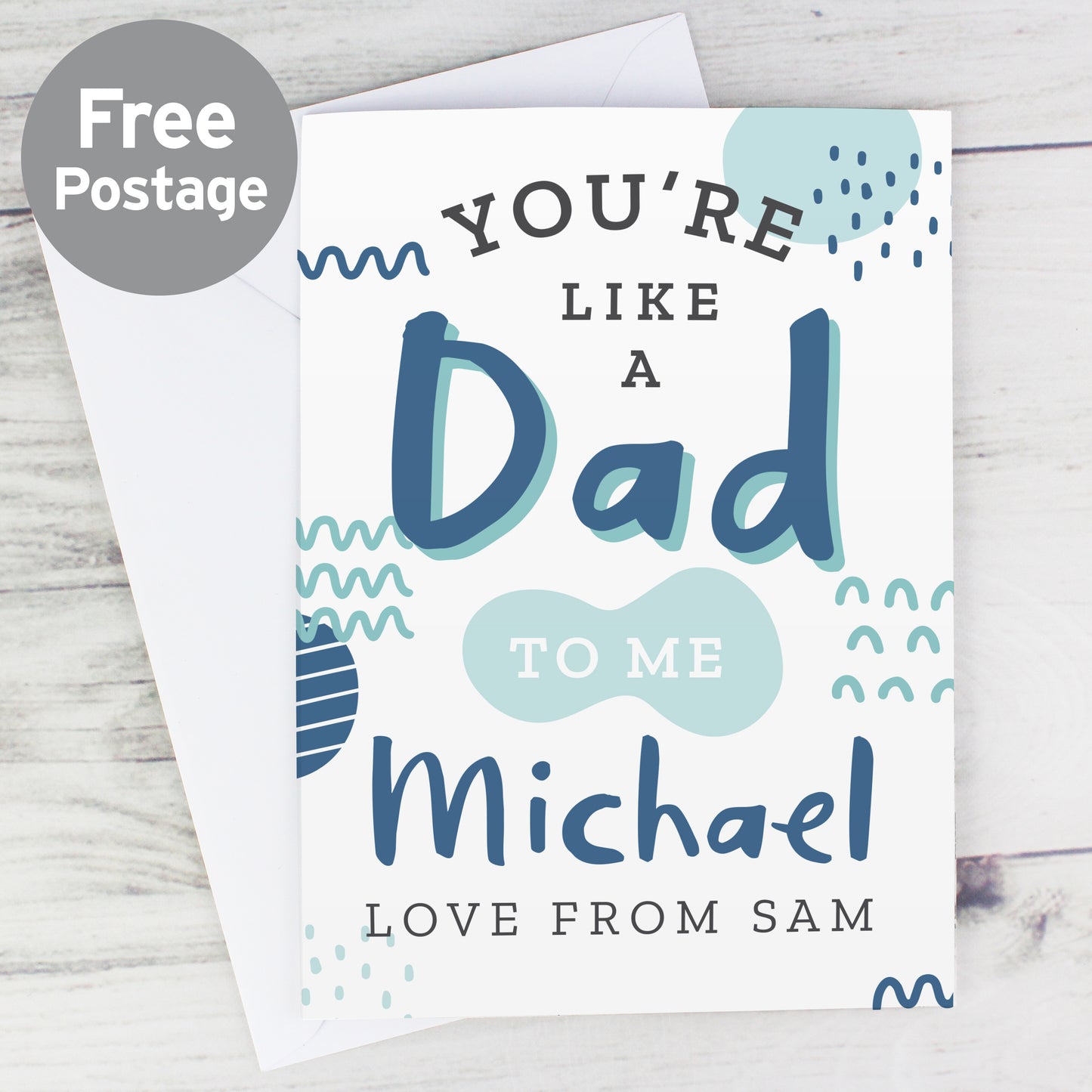 Personalised Like A Dad To Me Card - MK&JD Gifts