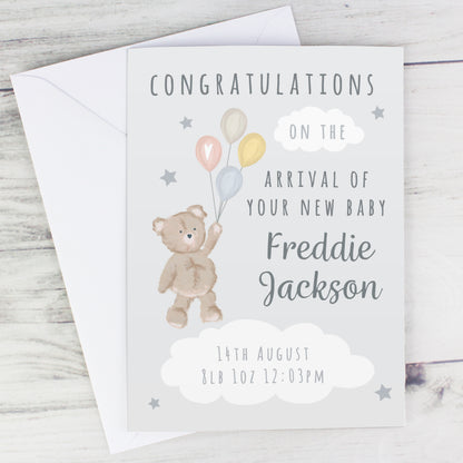 Personalised Teddy & Balloons Card - MK&JD Gifts