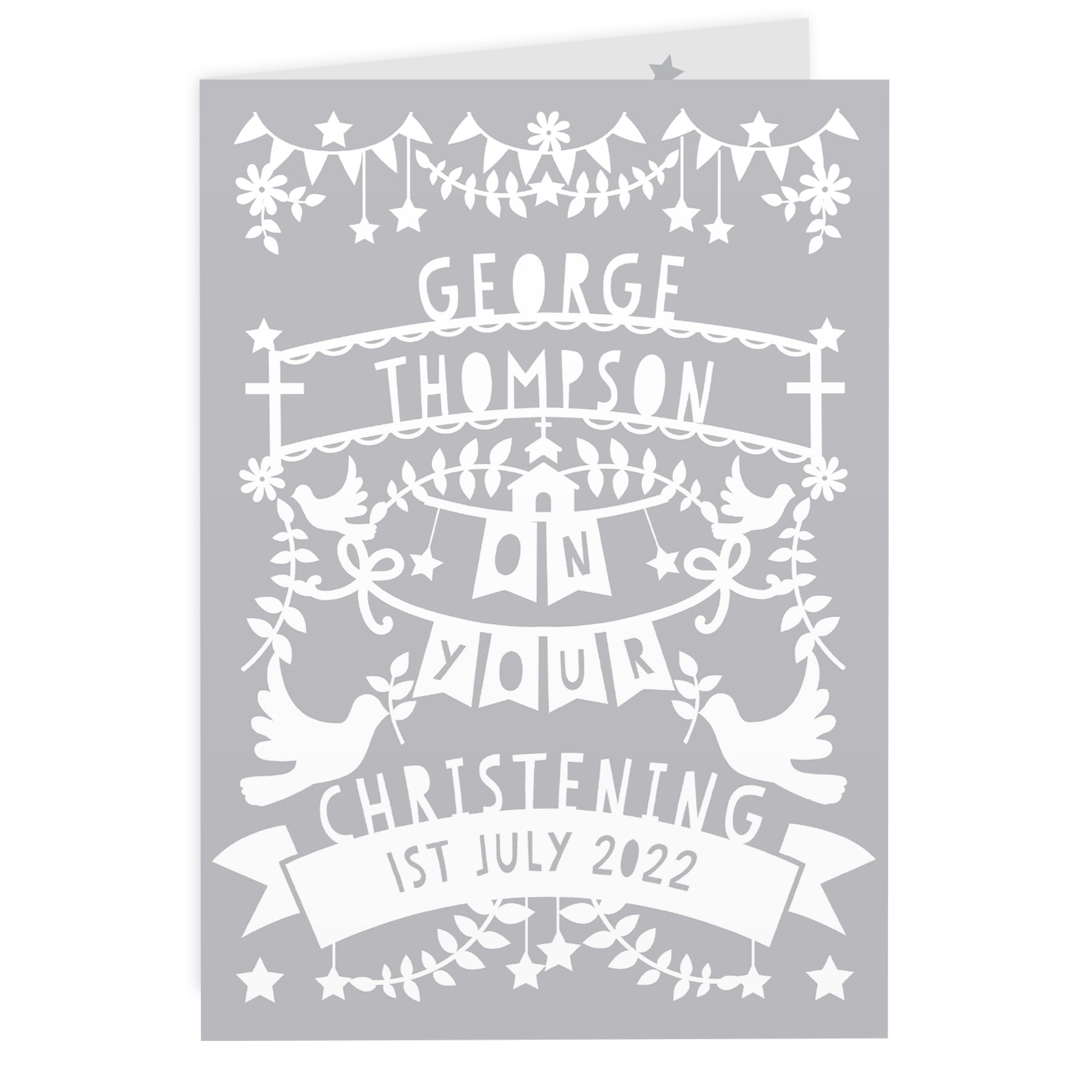Personalised Grey Papercut Style Card - MK&JD Gifts