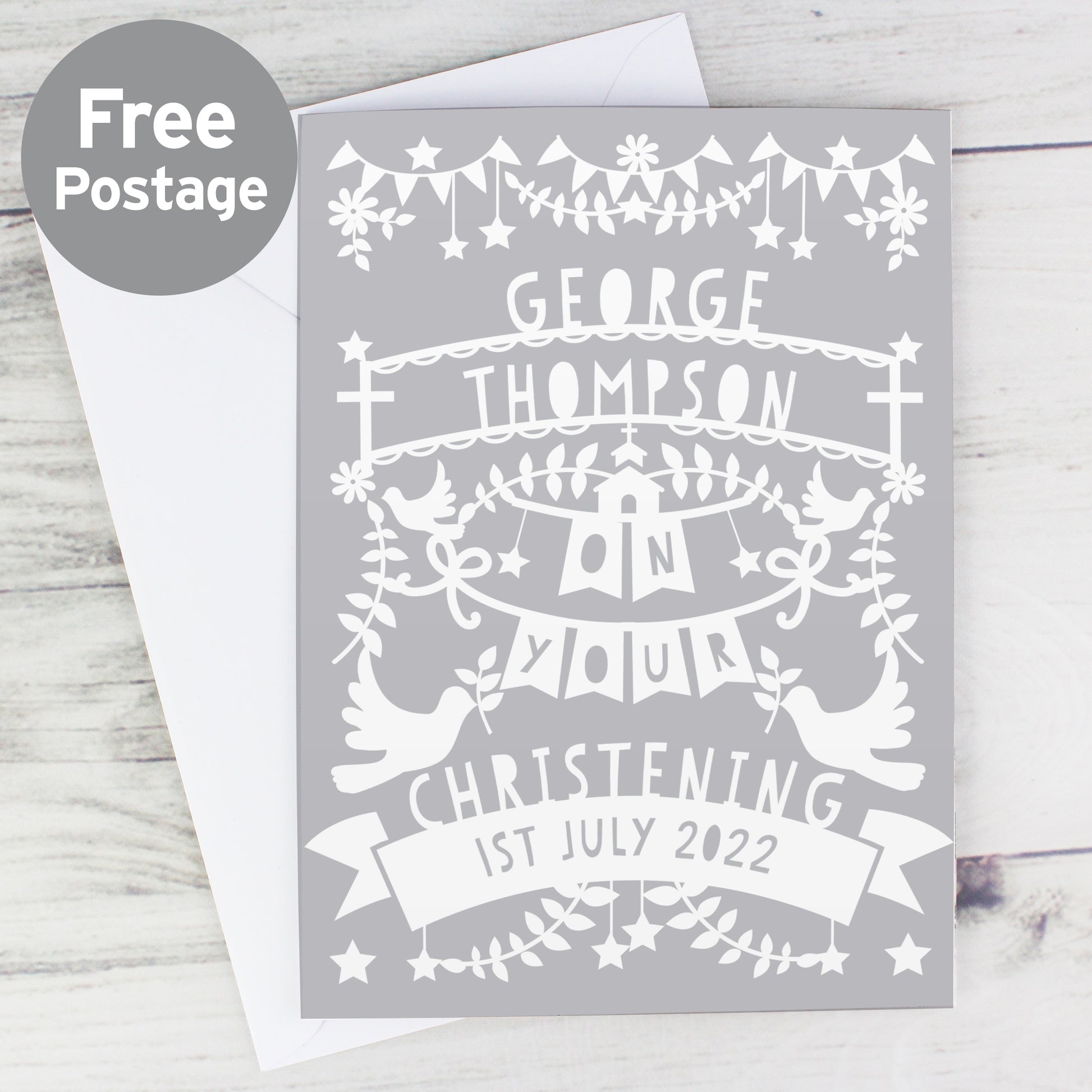 Personalised Grey Papercut Style Card - MK&JD Gifts