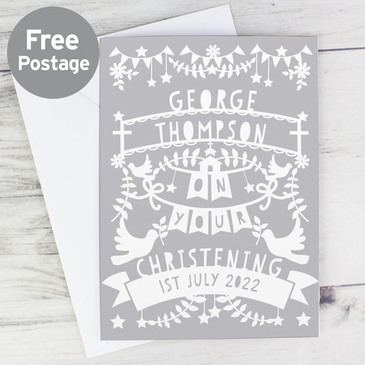 Personalised Grey Papercut Style Card - MK&JD Gifts