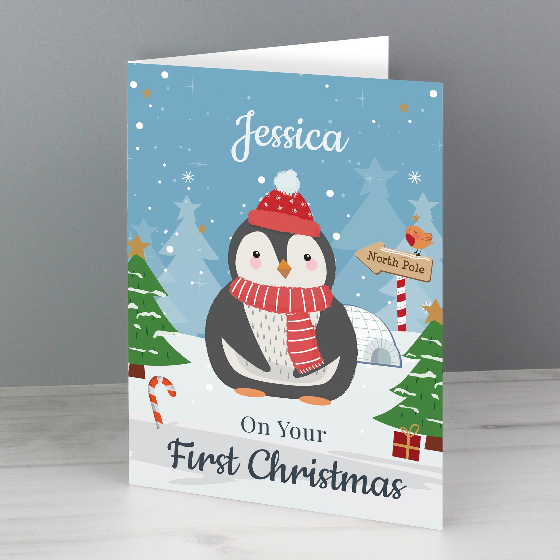 Personalised Christmas Penguin Card - MK&JD Gifts
