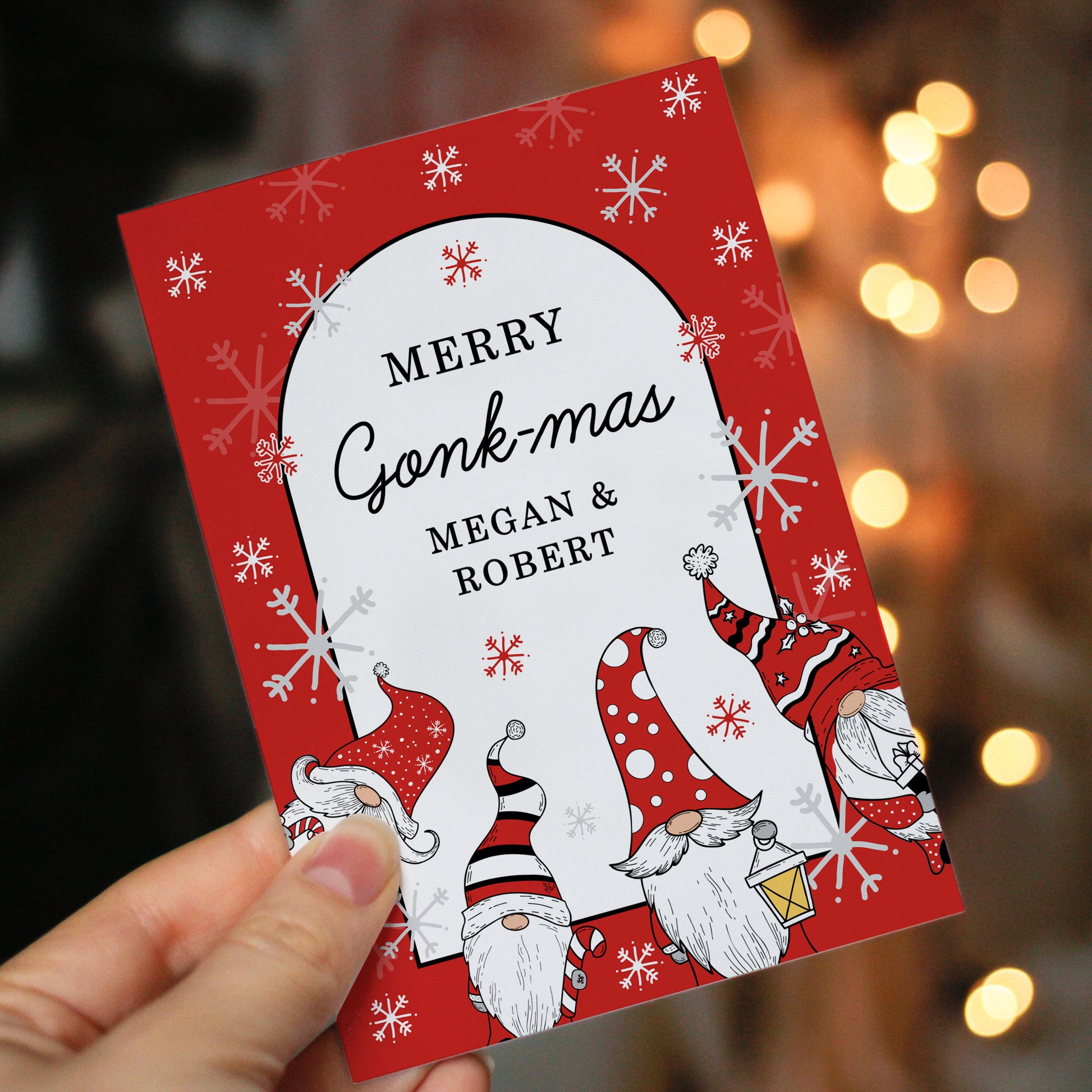 Personalised Red Gonks Christmas Card - MK&JD Gifts