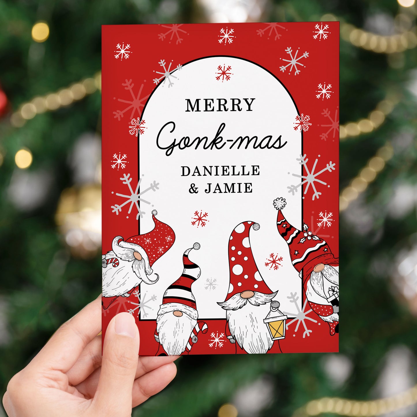Personalised Red Gonks Christmas Card - MK&JD Gifts